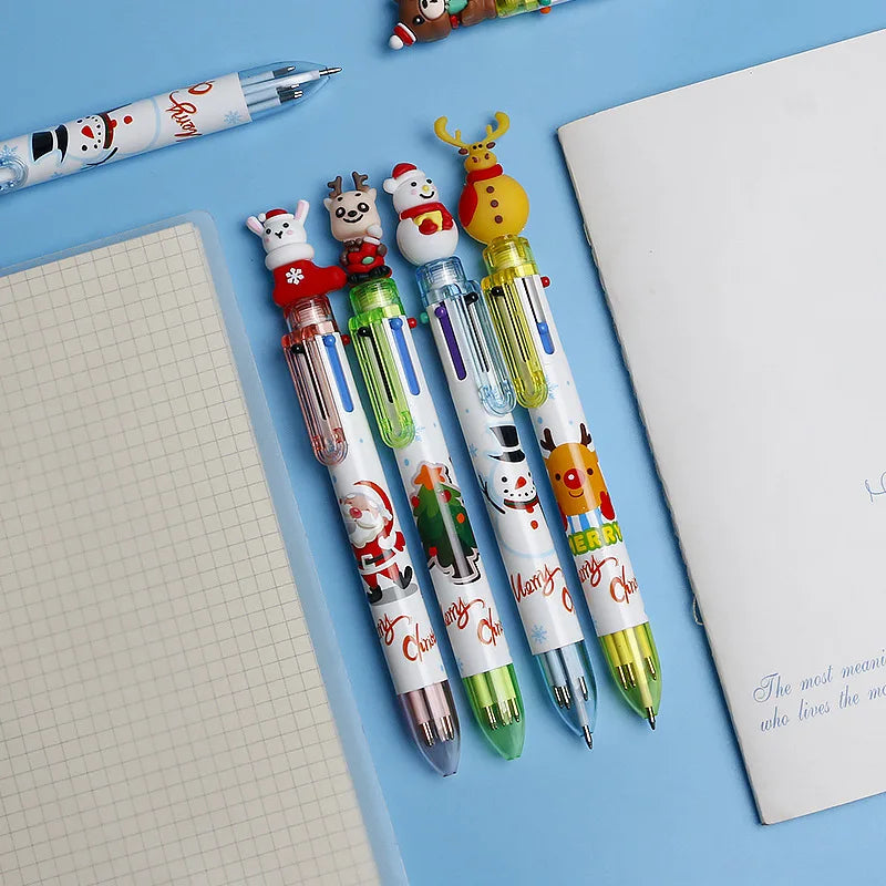 6-Piece Christmas Ballpoint Pen Set – Santa & Holiday Cartoon Pens